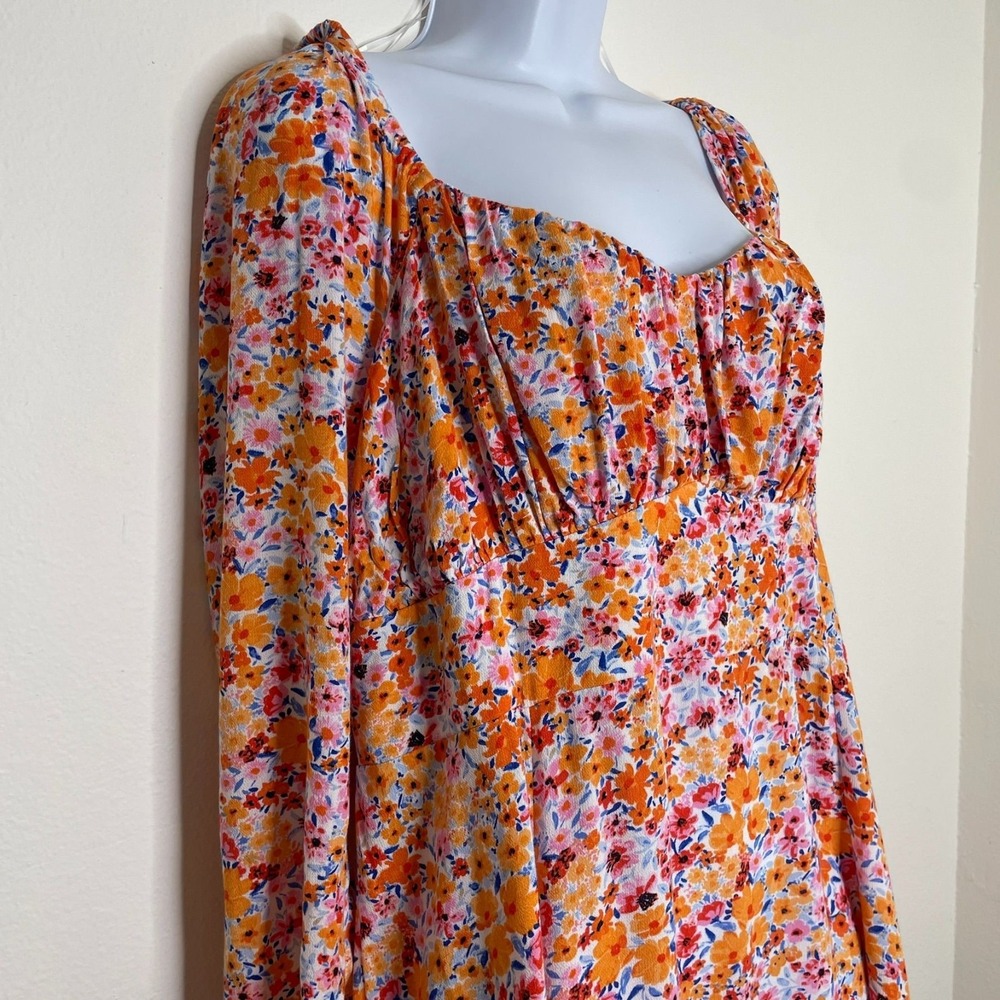 Old Navy Floral Print Dress Long-Sleeve Sweetheart Neckline Womens‎ XL NWT - Picture 3 of 10
